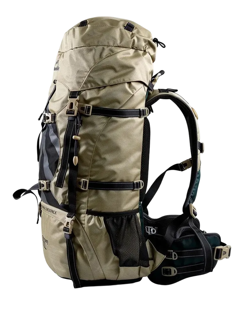 mochila cargueira 70 litros_marrom_angulo reto