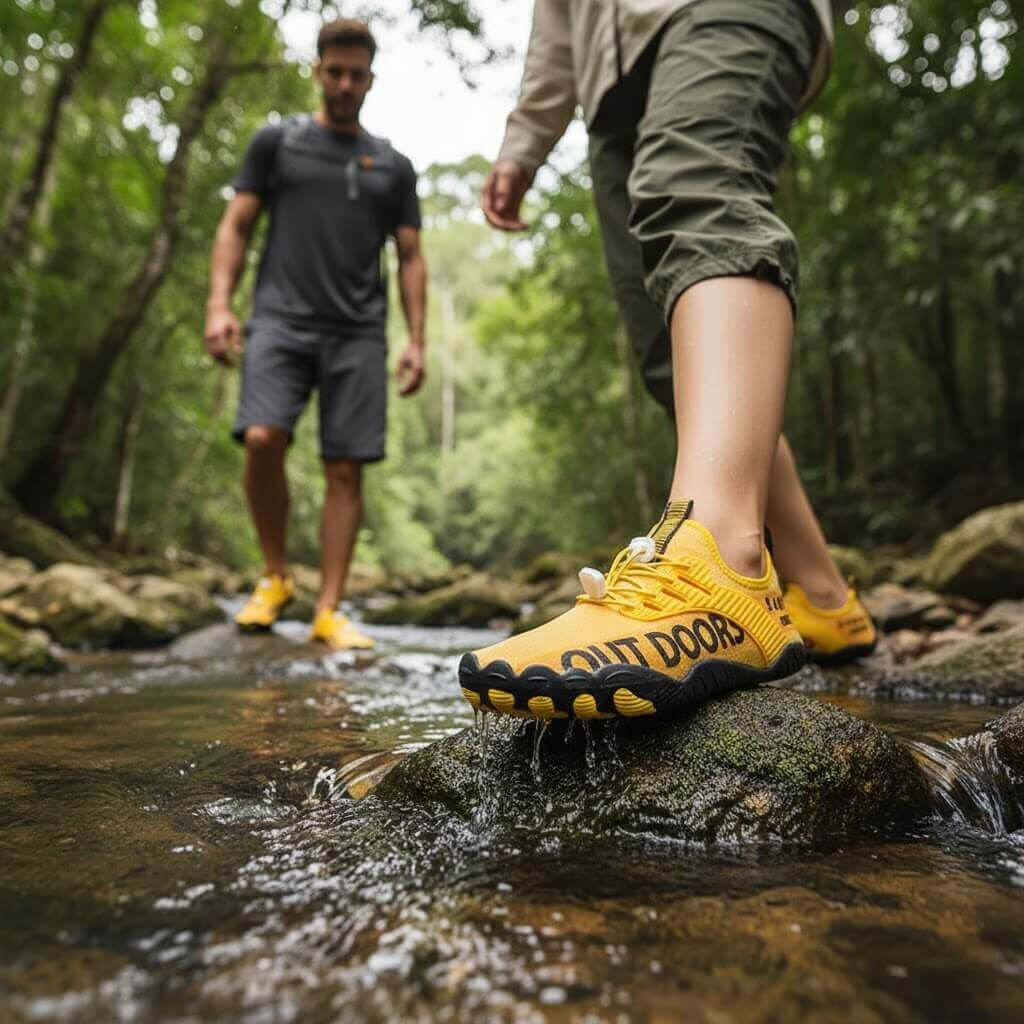 sapatilha aquatica amarelo respiravel no rio - casal rio