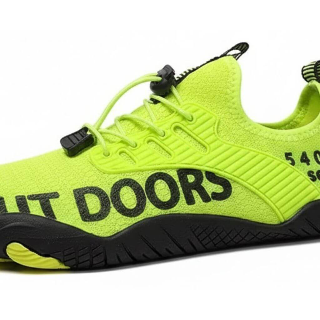 sapatilha aquatica verde respiravel no rio - detalhes