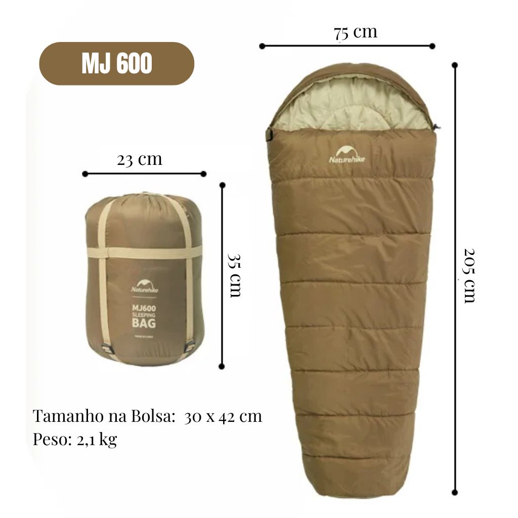 Saco de Dormir Camping front photo_beneficios MJ 600 Marron