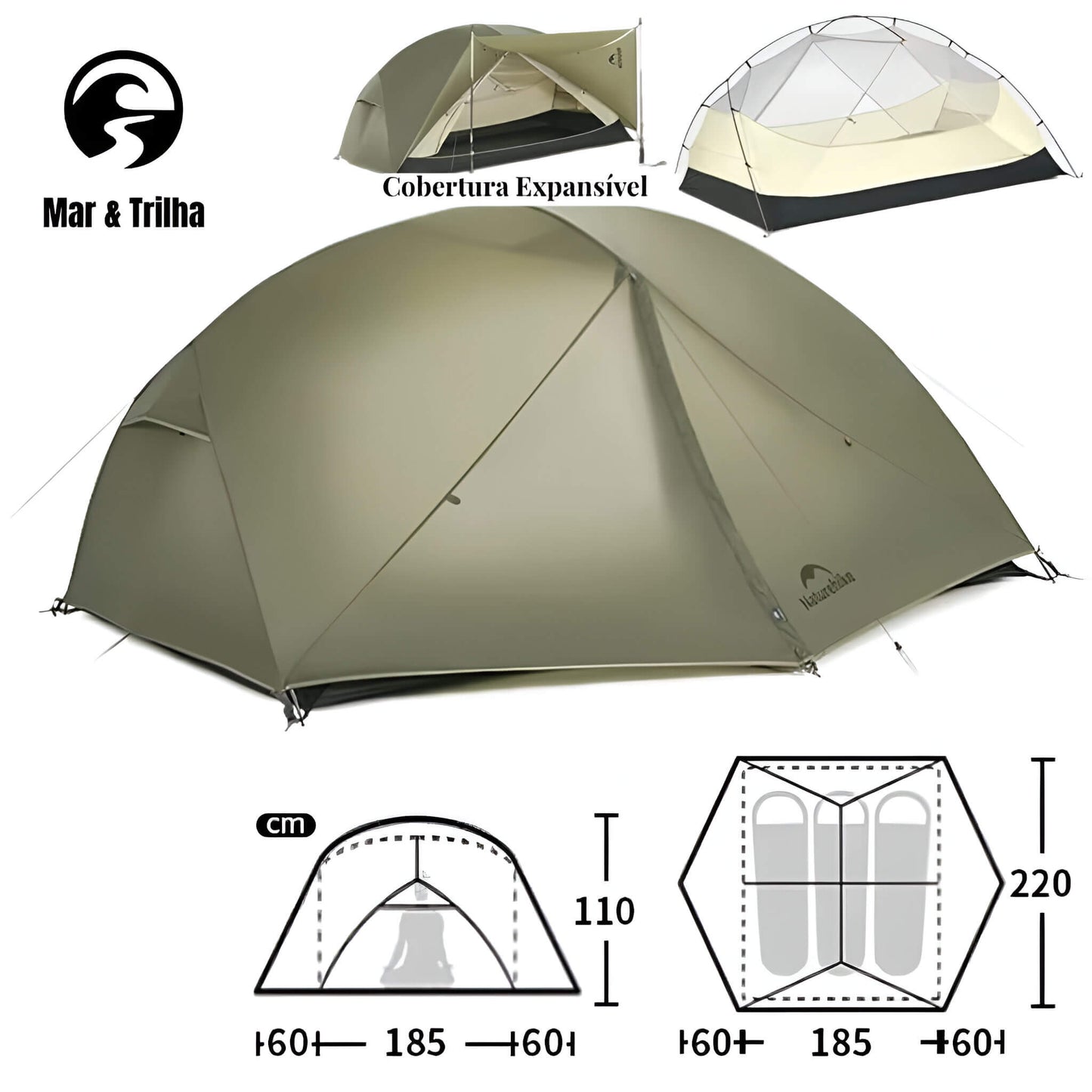 Barraca de Camping 3 Pessoas - UL PRO - Verde