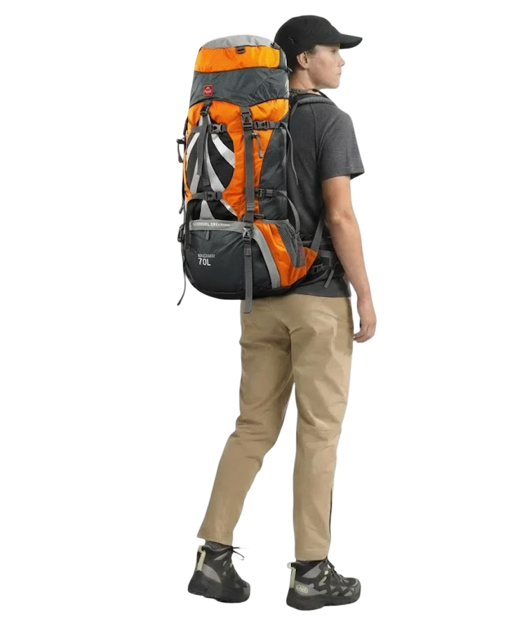 Mochila cargueira 70 litros - pessoa usando - ergonomia