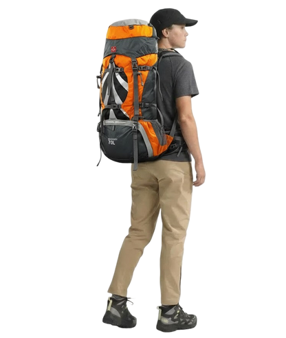 Mochila cargueira 70 litros - pessoa usando - ergonomia