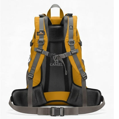 mochila de trilha amarelo kamel costas back