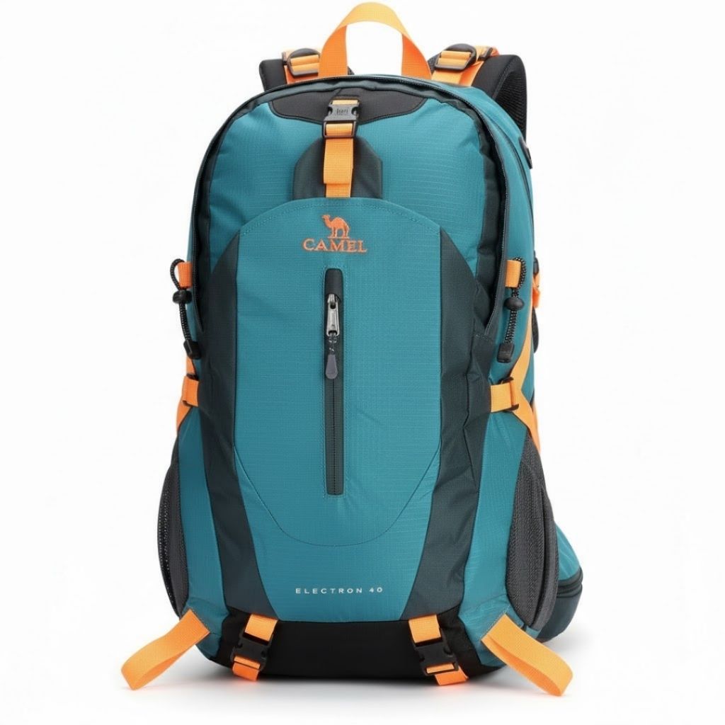 mochila de trilha azul petroleo