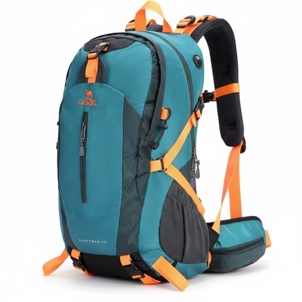 mochila de trilha azul petroleo lateral view