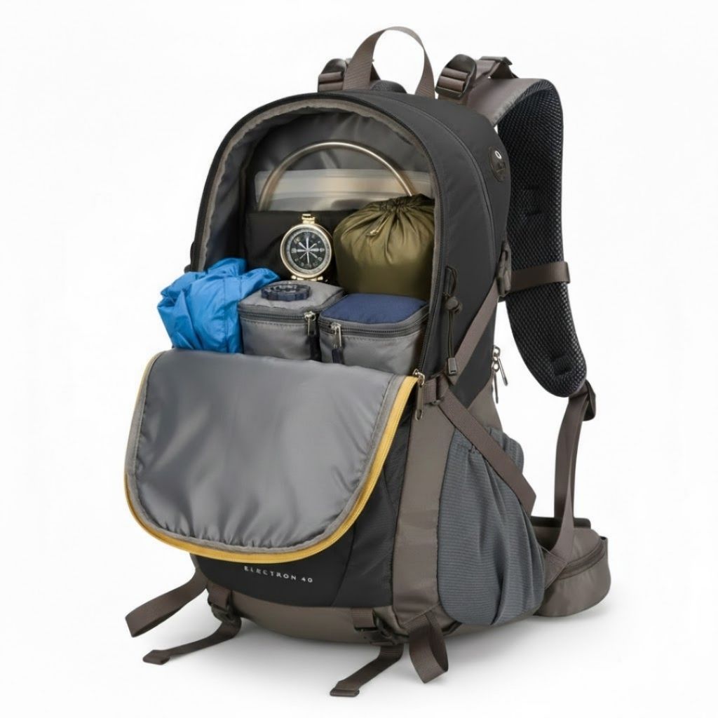 Mochila de trilha 40 litros interior